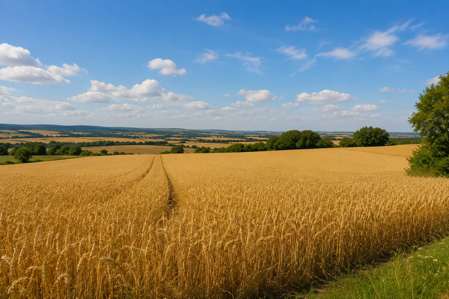 Champs de blé vallonnés d'Eure-et-Loir autour du Prieuré Saint-Bû